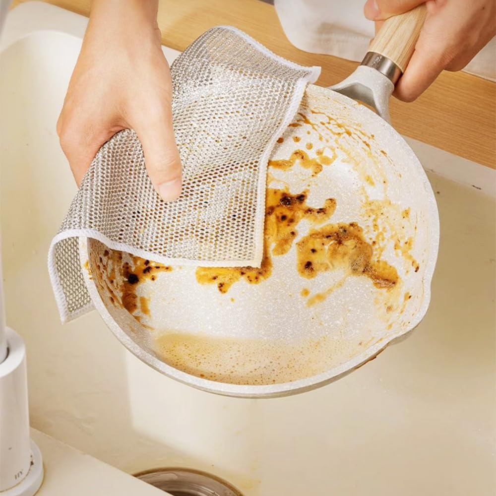 Multipurpose Wire Cleaning Cloths, Scratch-Free Metal Cleaning Pads, Premium Reusable Stainless Steel Scourers for Home Kitchen