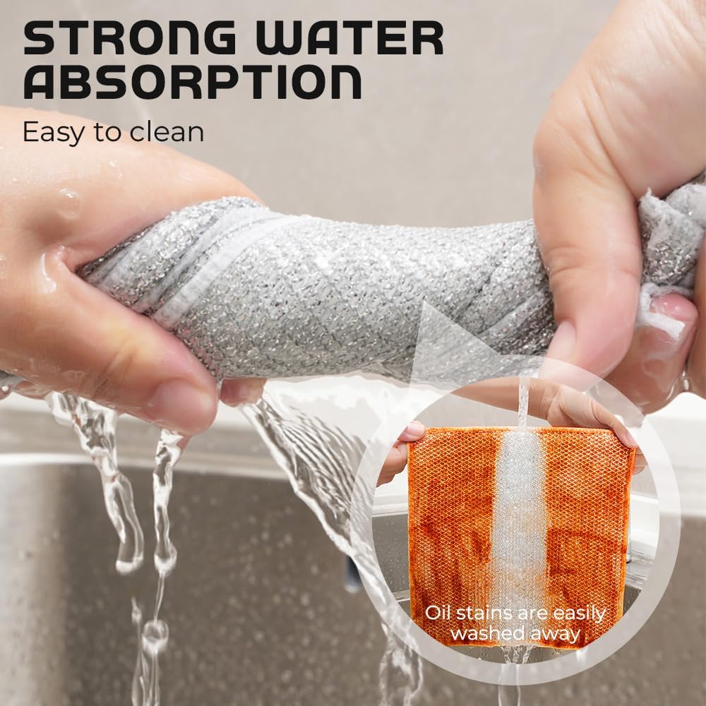 Multipurpose Wire Cleaning Cloths, Scratch-Free Metal Cleaning Pads, Premium Reusable Stainless Steel Scourers for Home Kitchen