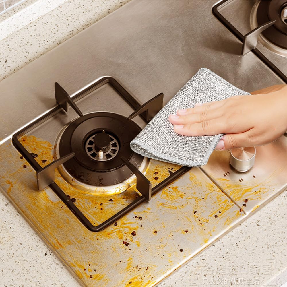 Multipurpose Wire Cleaning Cloths, Scratch-Free Metal Cleaning Pads, Premium Reusable Stainless Steel Scourers for Home Kitchen