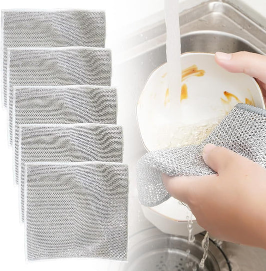 Multipurpose Wire Cleaning Cloths, Scratch-Free Metal Cleaning Pads, Premium Reusable Stainless Steel Scourers for Home Kitchen